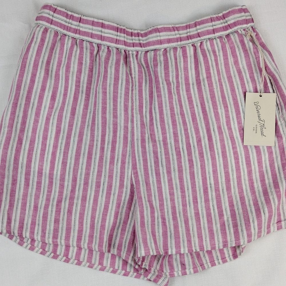 Universal Thread Pink Striped Linen Pull On Shorts New X-Small
